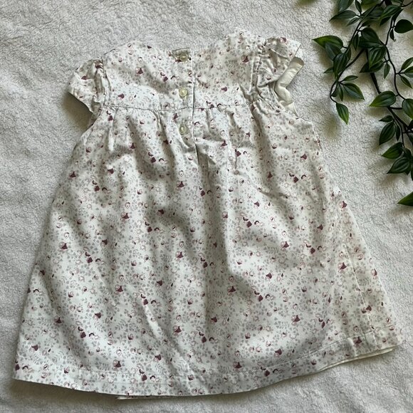 Little White Company Baby Dress 3-6M | Cream Floral Smocked GUC - Picture 9 of 16